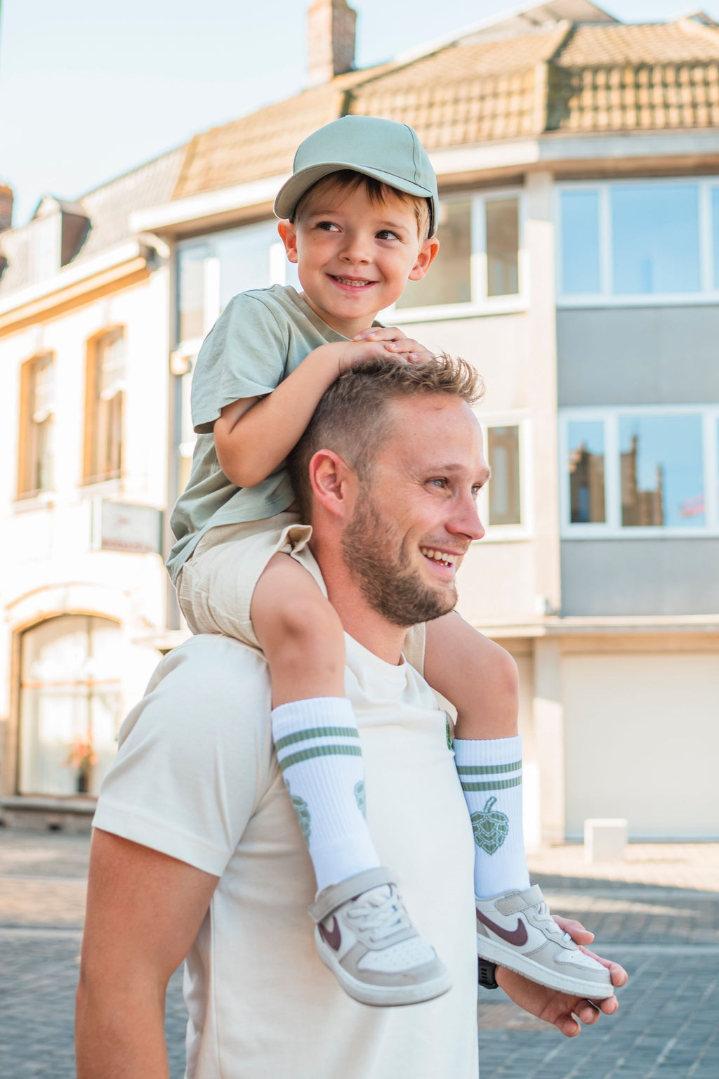 POP's kindersokken - Wit-groen vol