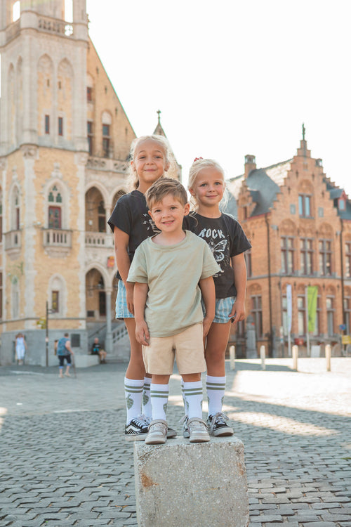 POP's kindersokken - Wit-groen vol